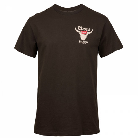 Coors Banquet Rodeo Horns Logo Brown Front and Back Print T-Shirt